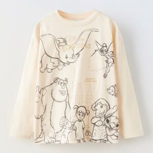 🌼 Zara Disney Cream Graphic Long Sleeve Shirt